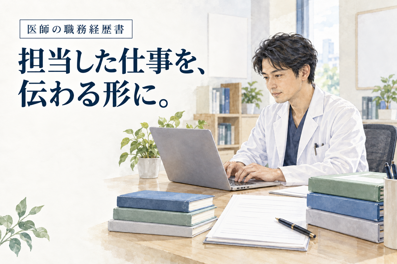 医師 職務経歴書。応募先の指定を確認し、勤務歴と担当業務を具体的に整理する記入書式です。